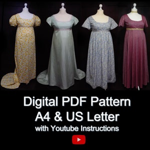 Digital PDF Pattern for Plus Size Regency Dress - Mix and Match Regency Dress Pattern - Bust size 42 to 56 inches - Sewing Pattern