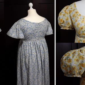Op de afbeelding: Een vintage jurk met bloemenprint, een getailleerd lijfje en een volle rok. De jurk heeft een ronde hals, korte pofmouwen en een geplooide taille. De jurk is gemaakt van een lichtgewicht stof en is perfect voor een zomerse gelegenheid.