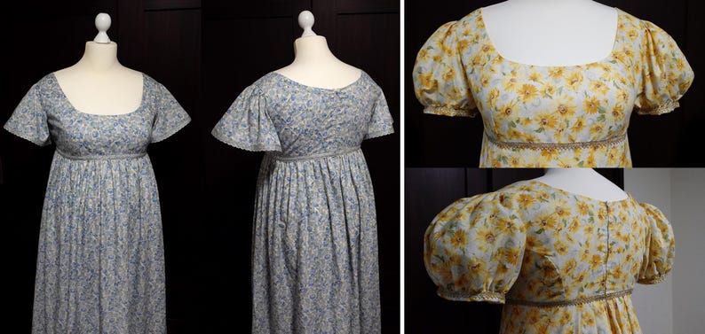 Op de afbeelding: Een vintage jurk met bloemenprint, een getailleerd lijfje en een volle rok. De jurk heeft een ronde hals, korte pofmouwen en een geplooide taille. De jurk is gemaakt van een lichtgewicht stof en is perfect voor een zomerse gelegenheid.