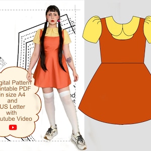 Digital Pattern - PDF - Giant Doll Dress for Game show- Halloween Costume Sewing Pattern XS - XXL