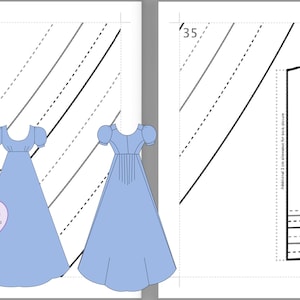 Digital PDF Pattern for Regency Dress Ball Gown Double Dart Bodice Empire Waist image 3