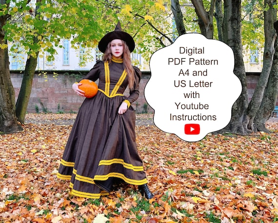 Digital PDF Pattern for Witch Dress Halloween - 32 - 46 in Bust