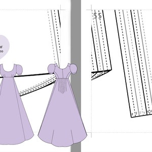 Digital PDF Pattern for Regency Dress Ball Gown Double Dart Bodice Empire Waist image 4