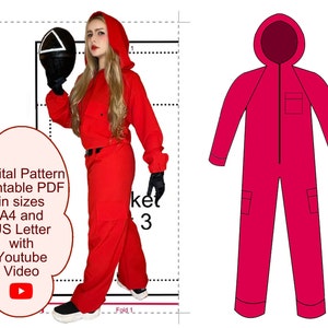 Digital Pattern - PDF - Jumpsuit for Game Show - Staff Game Jumpsuit - Halloween Costume Sewing Pattern S M L