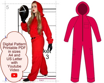 Digital Pattern - PDF - Jumpsuit for Game Show - Staff Game Jumpsuit - Halloween Costume Sewing Pattern S M L