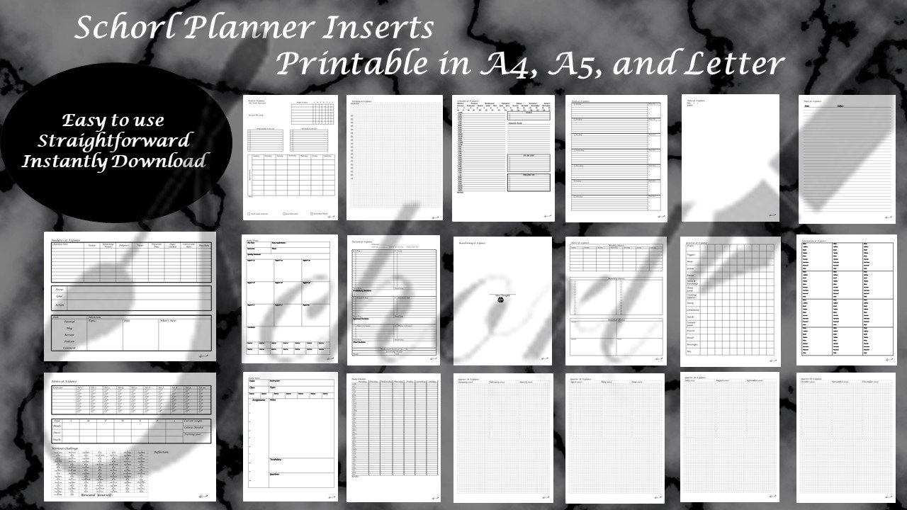 Schorl Planner Inserts Schorl Planner Inserts