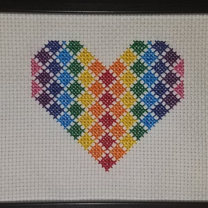Rainbow Heart PDF Cross-stitch Pattern, Instant Digital Download