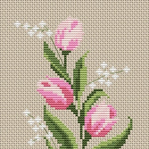 Tulips PDF Cross-stitch Pattern, Instant Digital Download