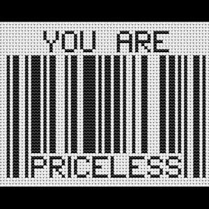 Barcode (You Are Priceless) Cross-stitch, Digital PDF Instant Download