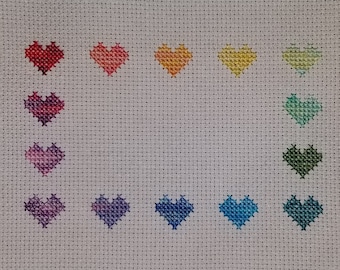 Rainbow Heart Border DIY Cross-stitch Kit