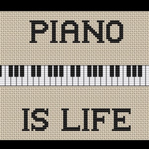 Piano PDF Cross-stitch Pattern, Instant Digital Download