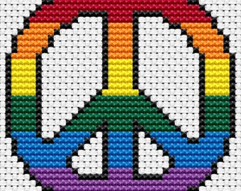 Rainbow Peace Sign DIY Cross-stitch Kit