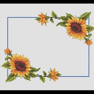 Zonnebloem pdf-kruissteekpatroon, directe digitale download