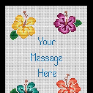 Hawaiian Flowers Border PDF Cross-stitch Pattern, Instant Digital Download