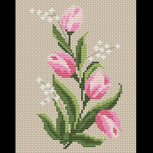 Tulips Cross-stitch, Made-To-Order