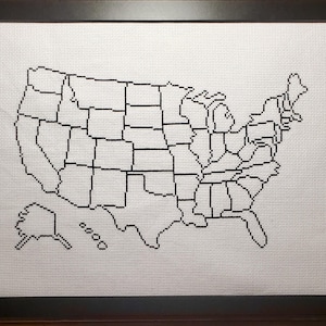 Kit de point de croix à faire soi-même carte des États-Unis