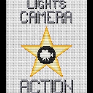 Lights Camera Action PDF Cross-stitch, Instant Digital Download