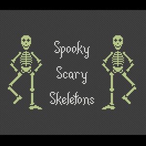 Halloween Spooky Scary Skeletons Glow-In-The-Dark PDF Cross-stitch Pattern, Instant Digital Download