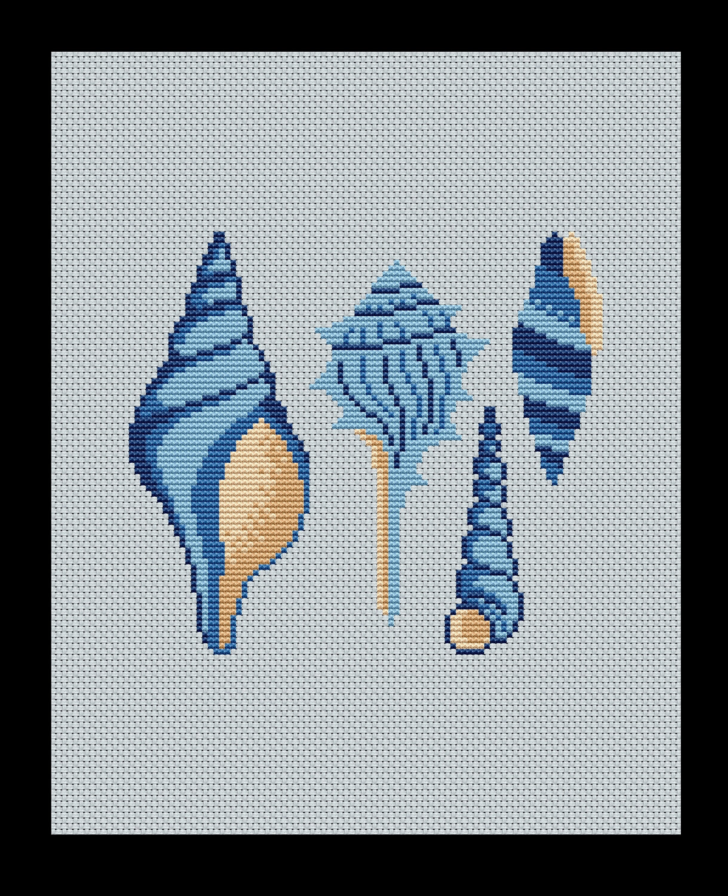 Seashell Collection Cross-stitch, DIY Kit