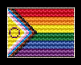 LGBTQ+ Progress Pride Flag PDF Cross-stitch Pattern, Instant Digital Download