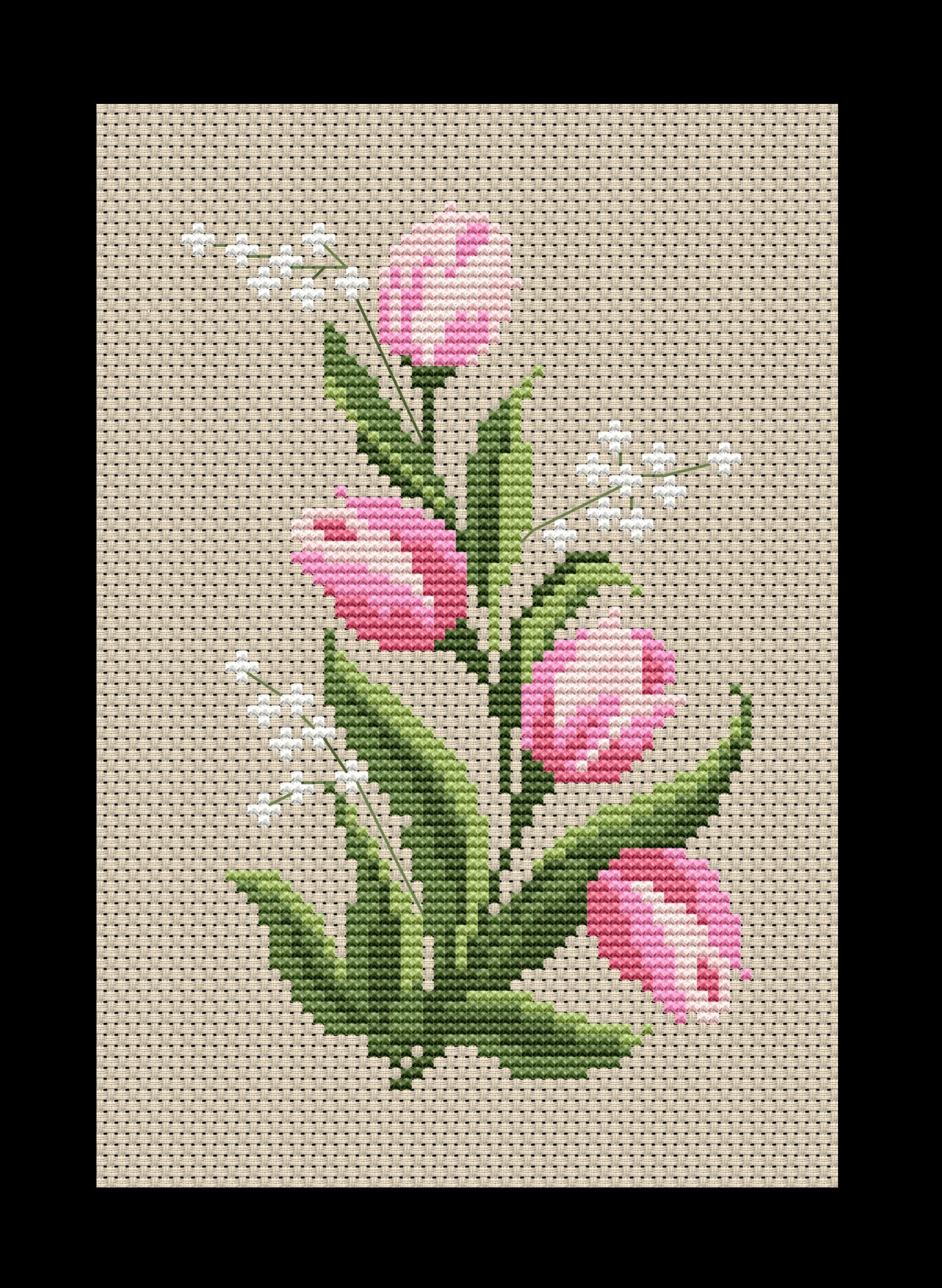 Tulips PDF Cross-stitch Pattern, Instant Digital Download - Etsy