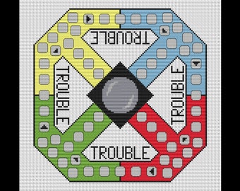 Trouble Game Board PDF Cross-stitch Pattern, Instant Digital Download