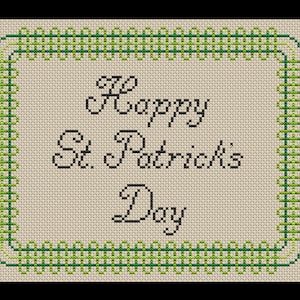 Happy St. Patrick&#39;s Day Border PDF Cross-stitch, Instant Digital Download