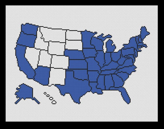 クロスステッチ刺繍完成品　　アメリカ合衆国地図 アメリカ合衆国の州地図クロスステッチDIYキット - Etsy 日本