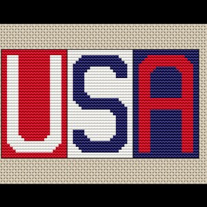 USA, Red, White, and Blue PDF Cross-stitch, Instant Digital Download