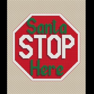Santa Stop Here PDF Cross-stitch, Digital Download