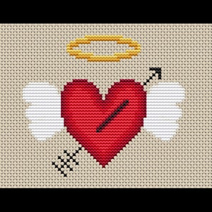 Valentine Cupid Heart Cross-stitch, DIY Kit