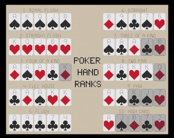 Poker Hand Ranks Cross-stitch, Made-To-Order