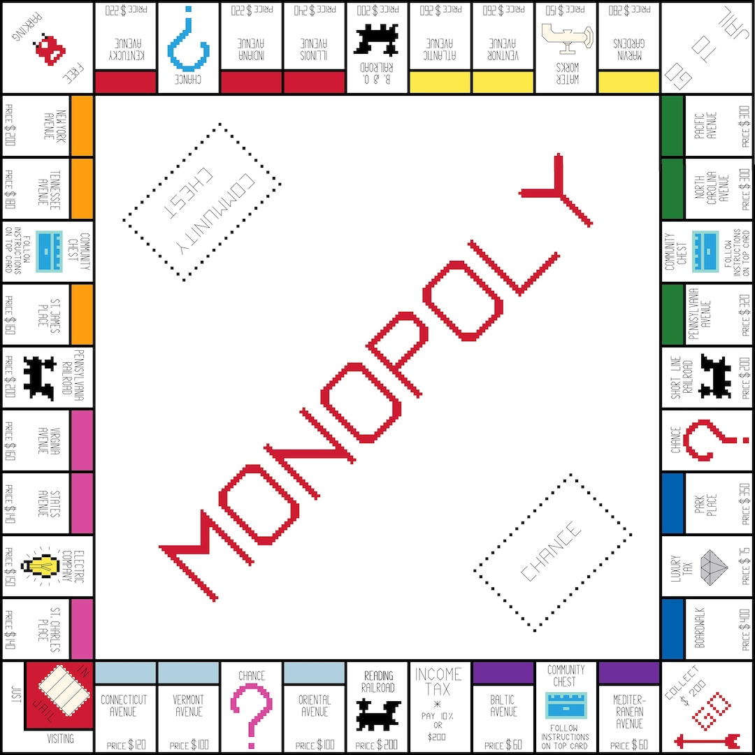 Monopoly Game Board Cross-stitch, DIY Kit - Etsy