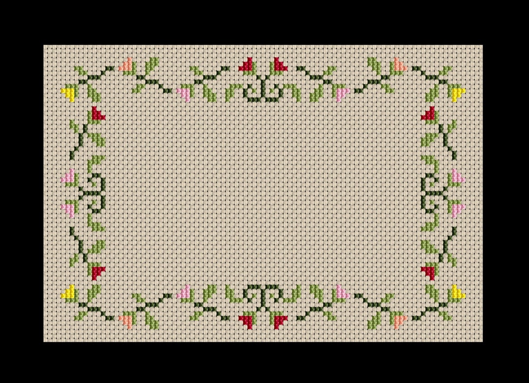 Flower Border 5x7 PDF Cross-stitch Pattern, Instant Digital Download - Etsy