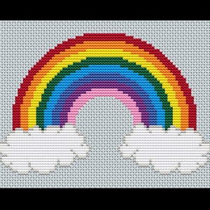 Rainbow and Clouds PDF Cross-stitch Pattern, Instant Digital Download