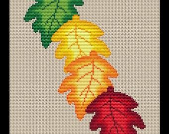 Autumn Leaves Cascade PDF Cross-stitch Pattern, Instant Digital Download