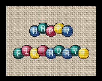 Happy Birthday Bubbles Cross-stitch, Made-To-Order