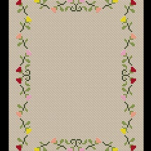 Blumen Bordüre Kreuzstich, Instant PDF Digital Download