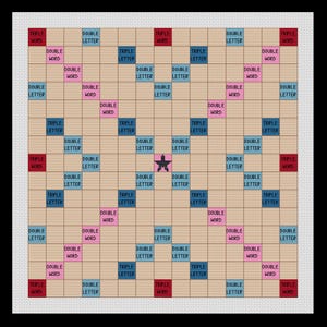 Scrabble Game Board PDF Cross-stitch Pattern, Instant Digital Download