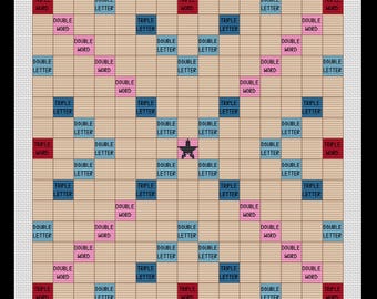 Scrabble Game Board PDF Cross-stitch Pattern, Instant Digital Download
