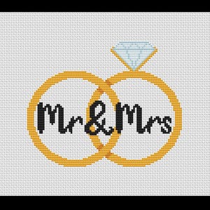 Wedding Rings PDF Cross-stitch, Instant Digital Download