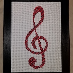 Treble Clef PDF Cross-stitch Pattern, Instant Digital Download