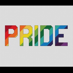 Rainbow Pride Word PDF Cross-stitch Pattern, Instant Digital Download