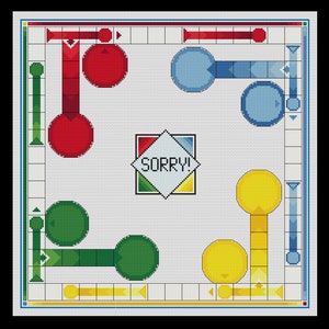 Przepraszam Game Board PDF Wzór do haftu krzyżykowego, natychmiastowe pobranie cyfrowe
