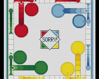 Sorry Game Board PDF Cross-stitch Pattern, Instant Digital Download
