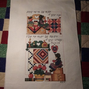 Pearl&#39;s Attic Psalm 18:8 KJV. Vintage Needlework Sampler