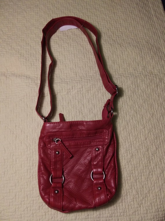 Red Crossbody Purse 7in by 8 in - image 3