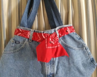 Upcycled Denim Jeans Purse: Handmade Shabby Chic Bag