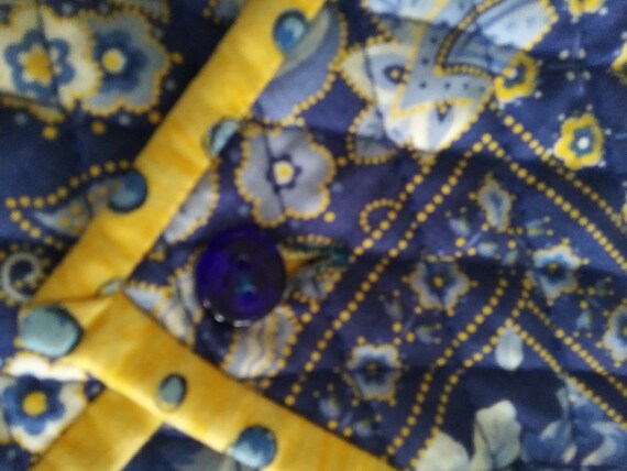 Vintage blue and yellow quilted bag - image 7