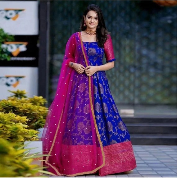 Blue ethnic gown discount